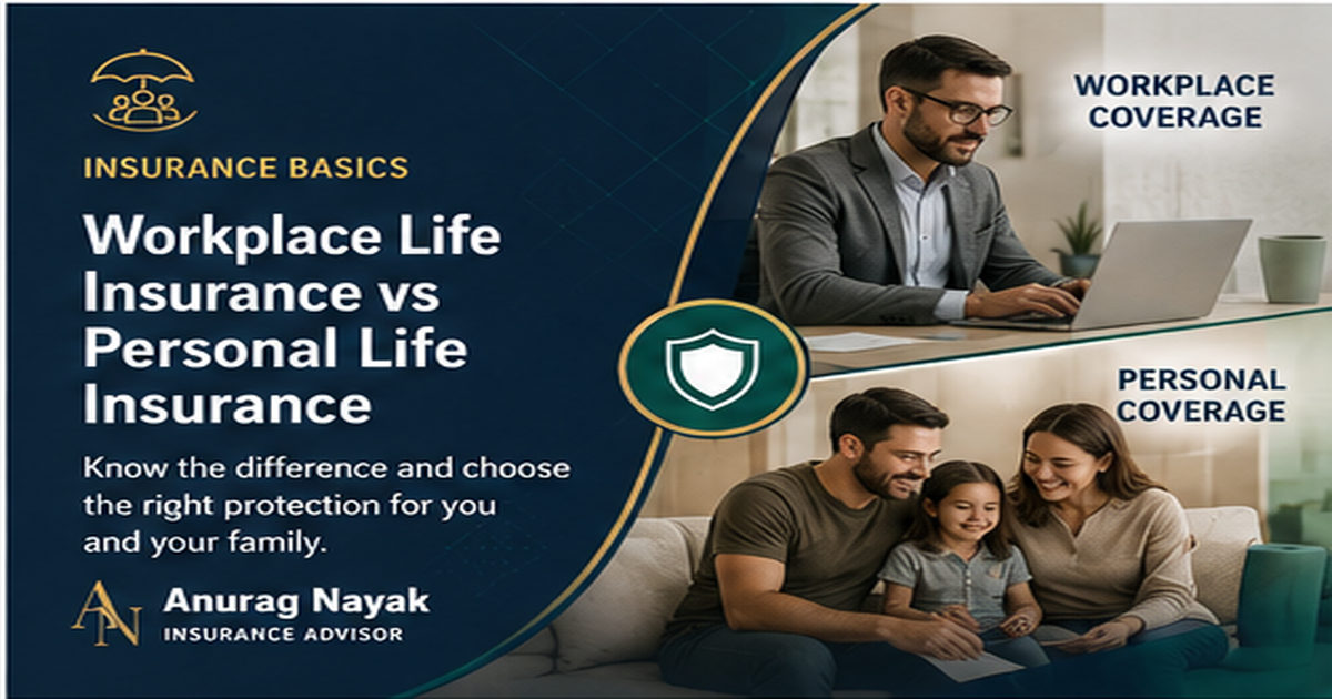 Abstract illustration comparing workplace and personal life insurance